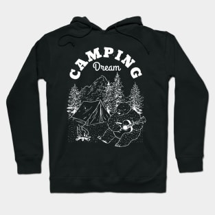 Camping Dream Bear Playing Guitar Camp Design Hoodie